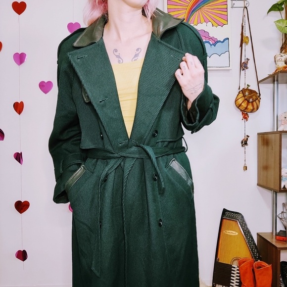Vintage 80s Wool Jacket - Dark Green - Picture 14 of 16